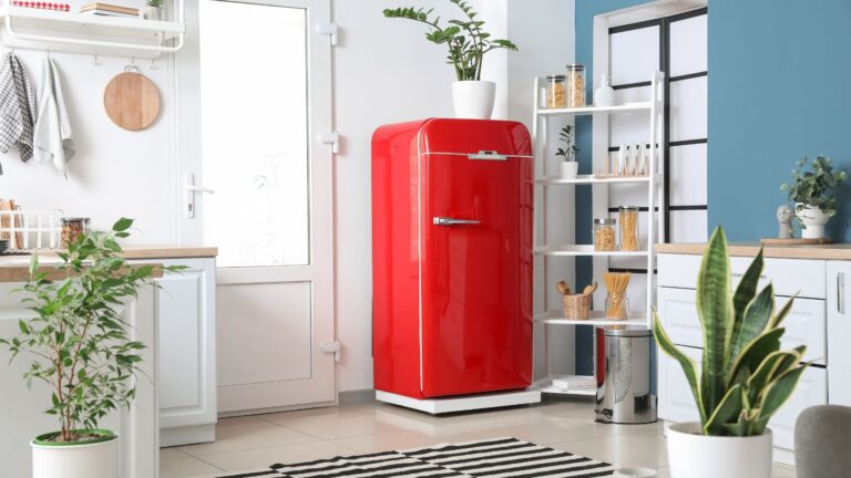 red fridge kitchen design