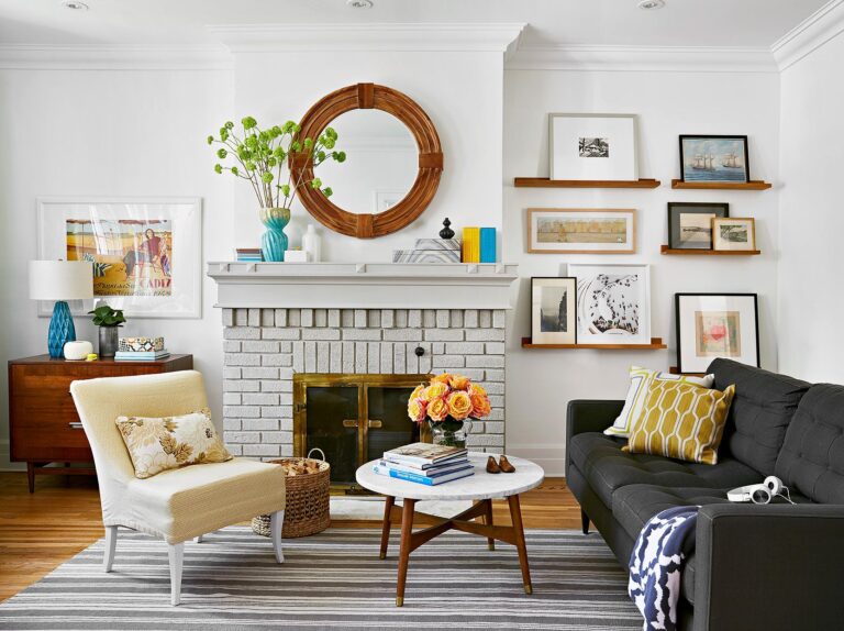 Painted brick fireplace living home upgrade ideas