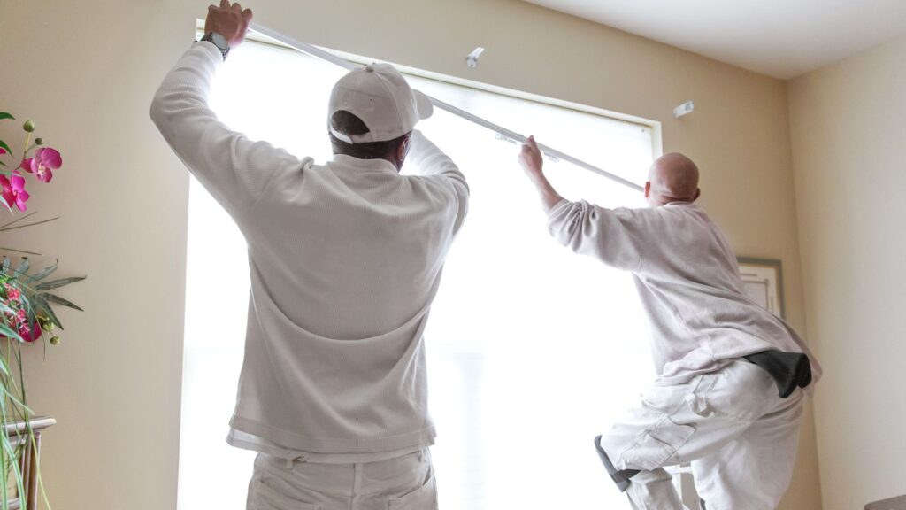 handyman installing curtain rails