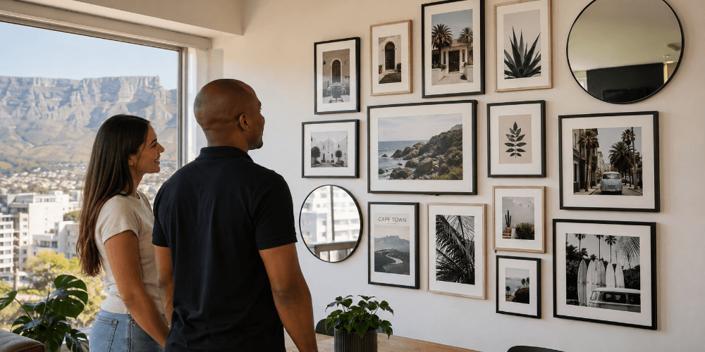 Gallery wall in a Cape Town home by Handyman Homes